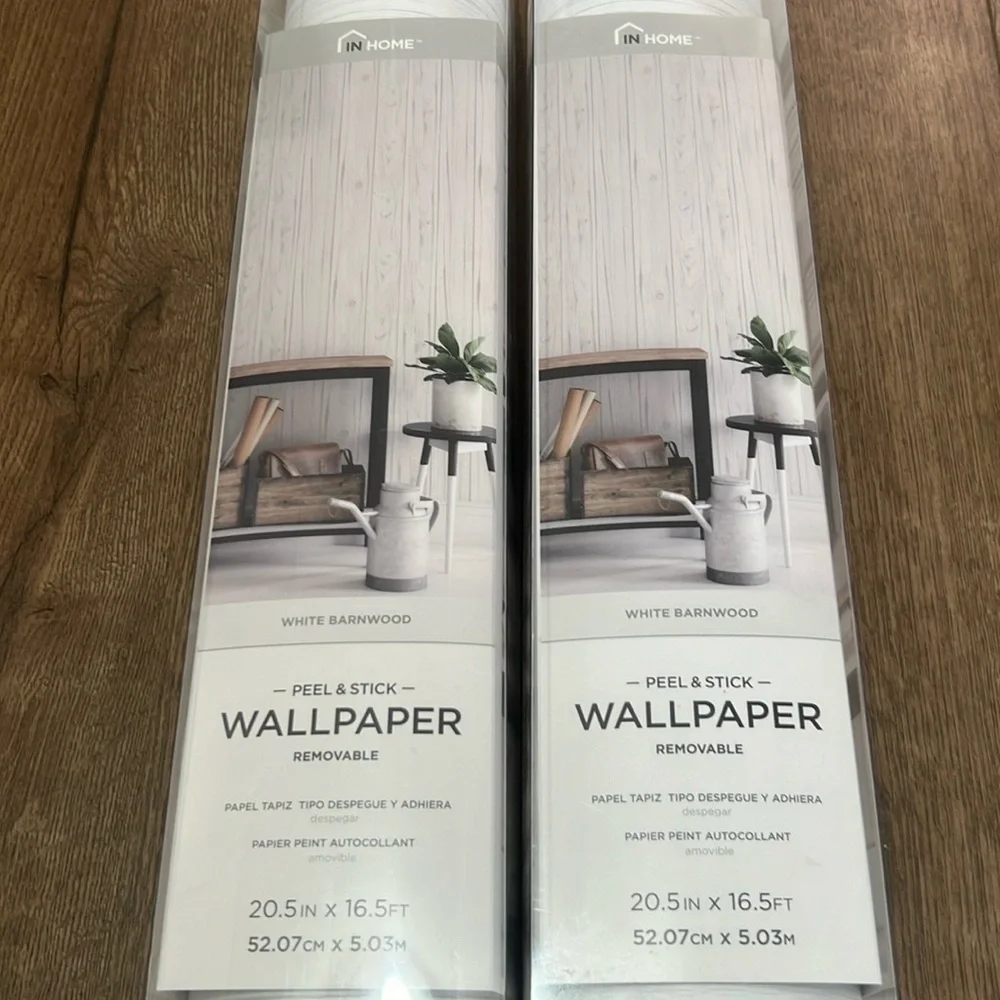 Peel and Stick White Barnwood Removable Wallpaper 20.5in x 16.5ft Lot of 2 Rolls